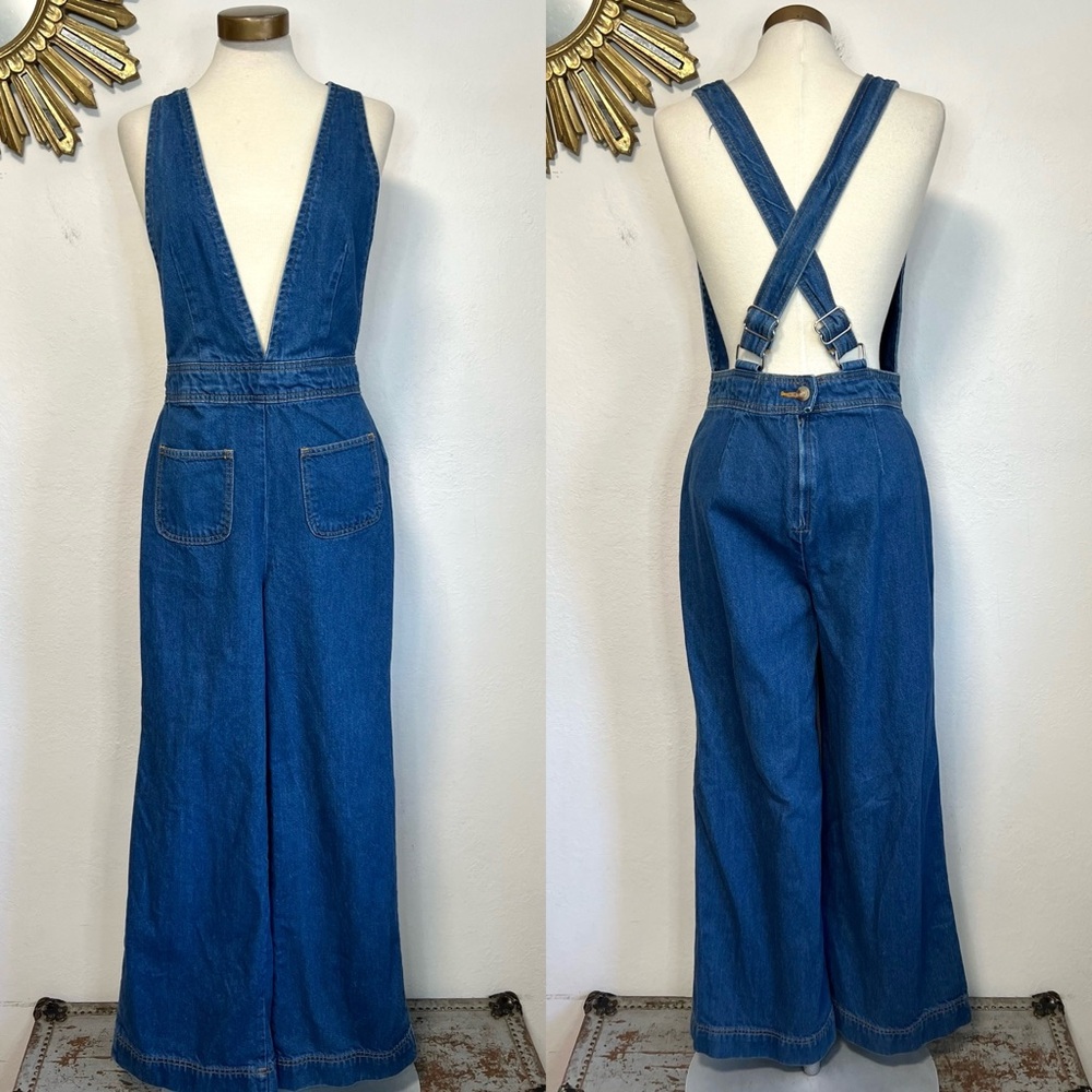BDG Indigo Denim Wide Leg Overalls
